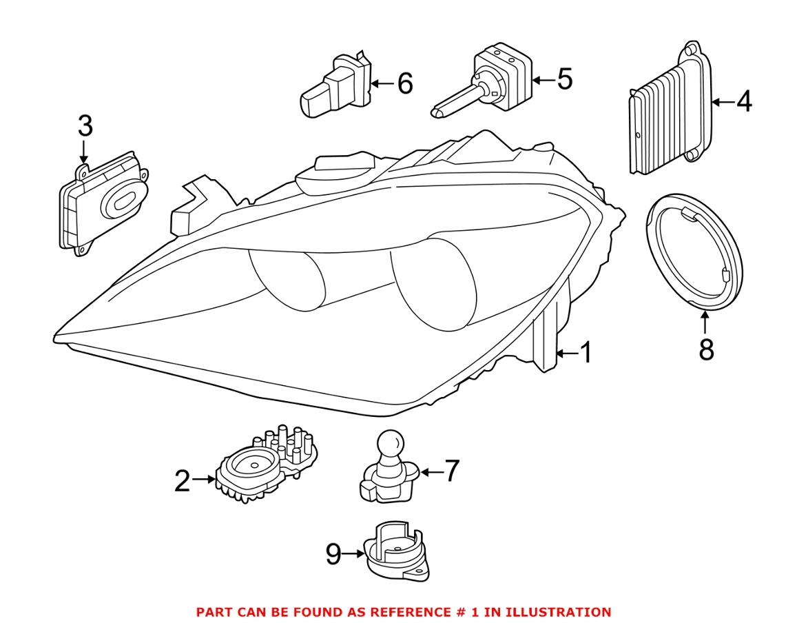 BMW Headlight Assembly - Passenger Side (Xenon) 63117272018